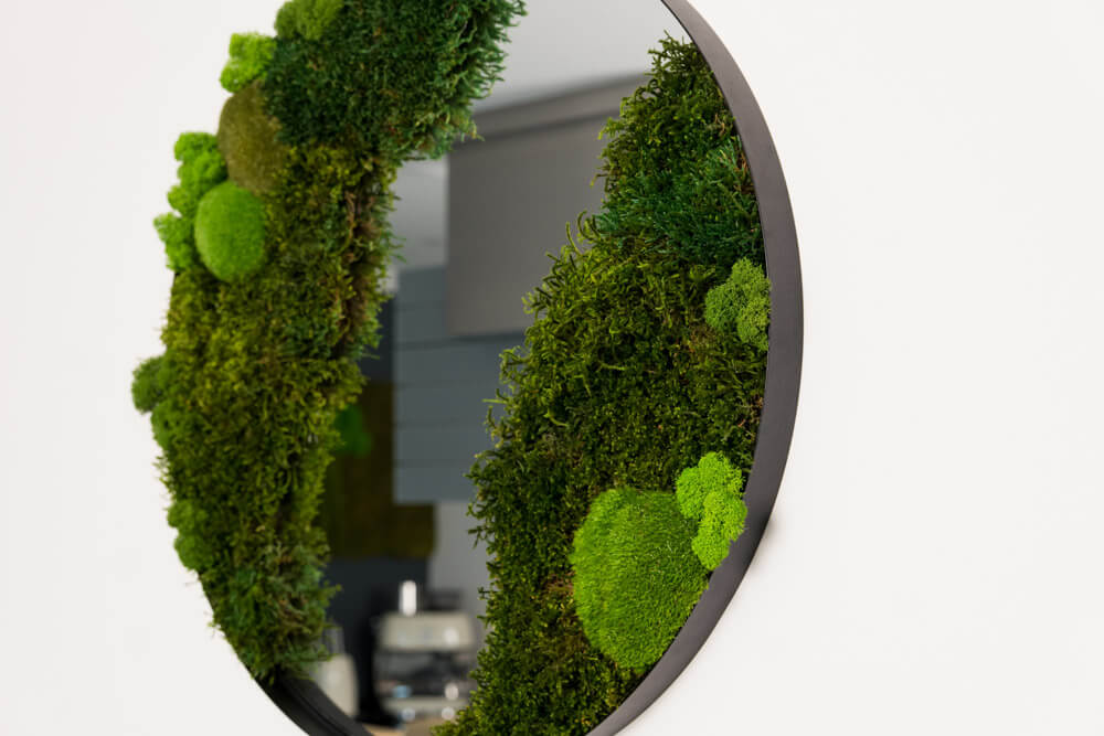 Rundes Moosbild ICELAND 60 cm – Islandmoos pflegefrei handgefertigt - Moospro